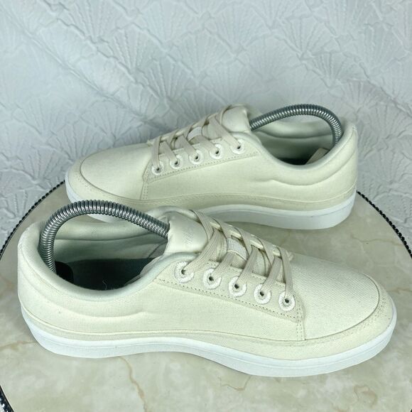 Allbirds Canvas Pacers Walking Sneakers 9 Cream Lace Up Low Top Casual Shoe NEW - Picture 12 of 14